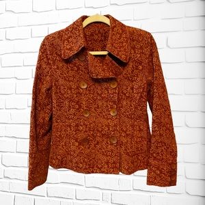 Due per Due Tapestry Baroque Burnt Orange Double Button Jacket -fits like a Sz 8